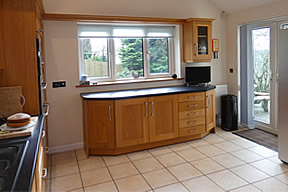 Kitchen with french doors leading to the patio