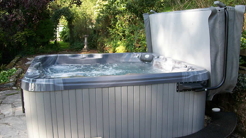 Outside hot tub