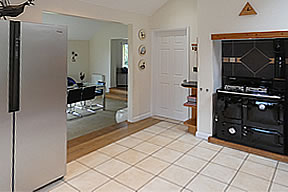 Kitchen looking into dining area